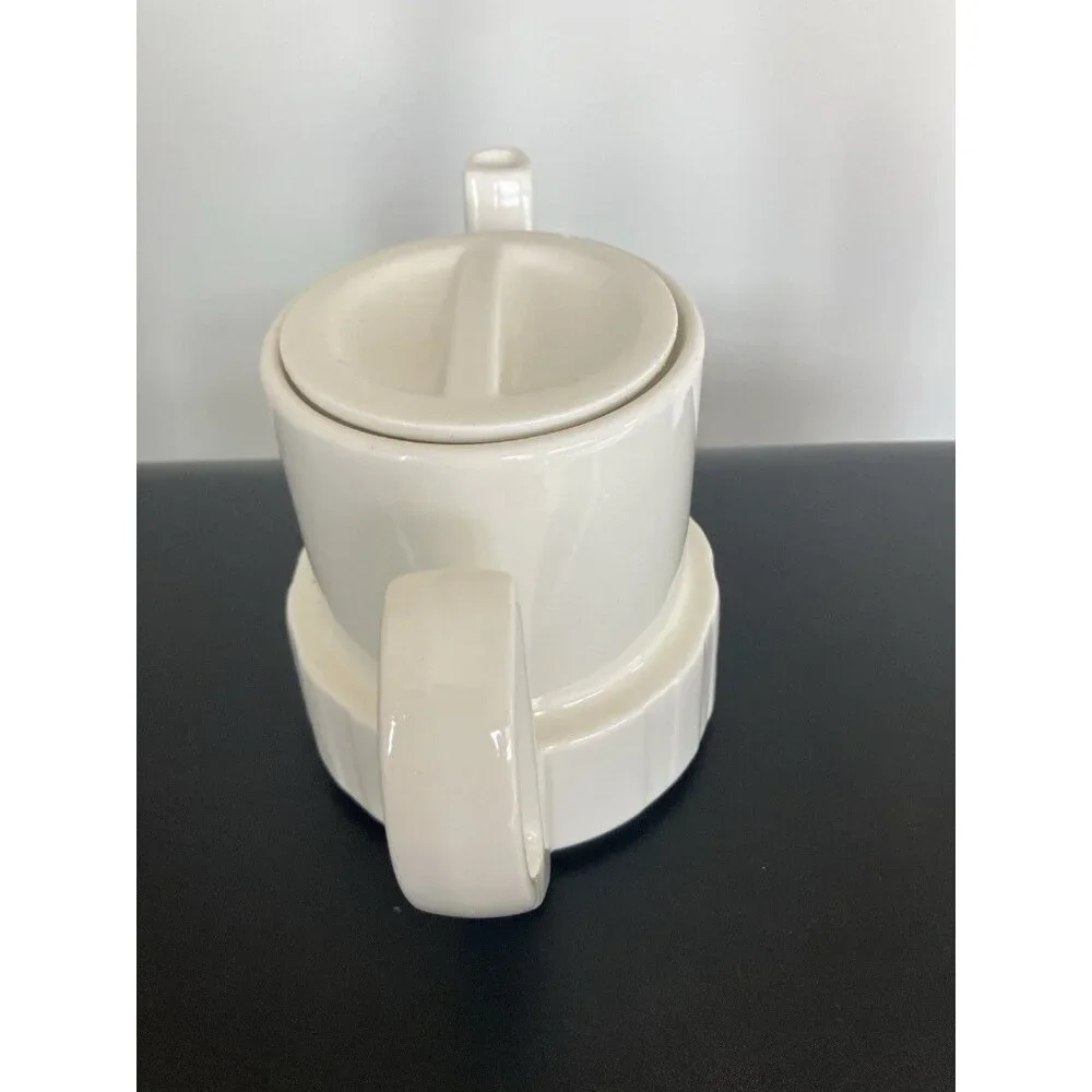 Vintage Mid Century Bauhaus WMF Porcelain Teapot, Ivory With Top, No Chips